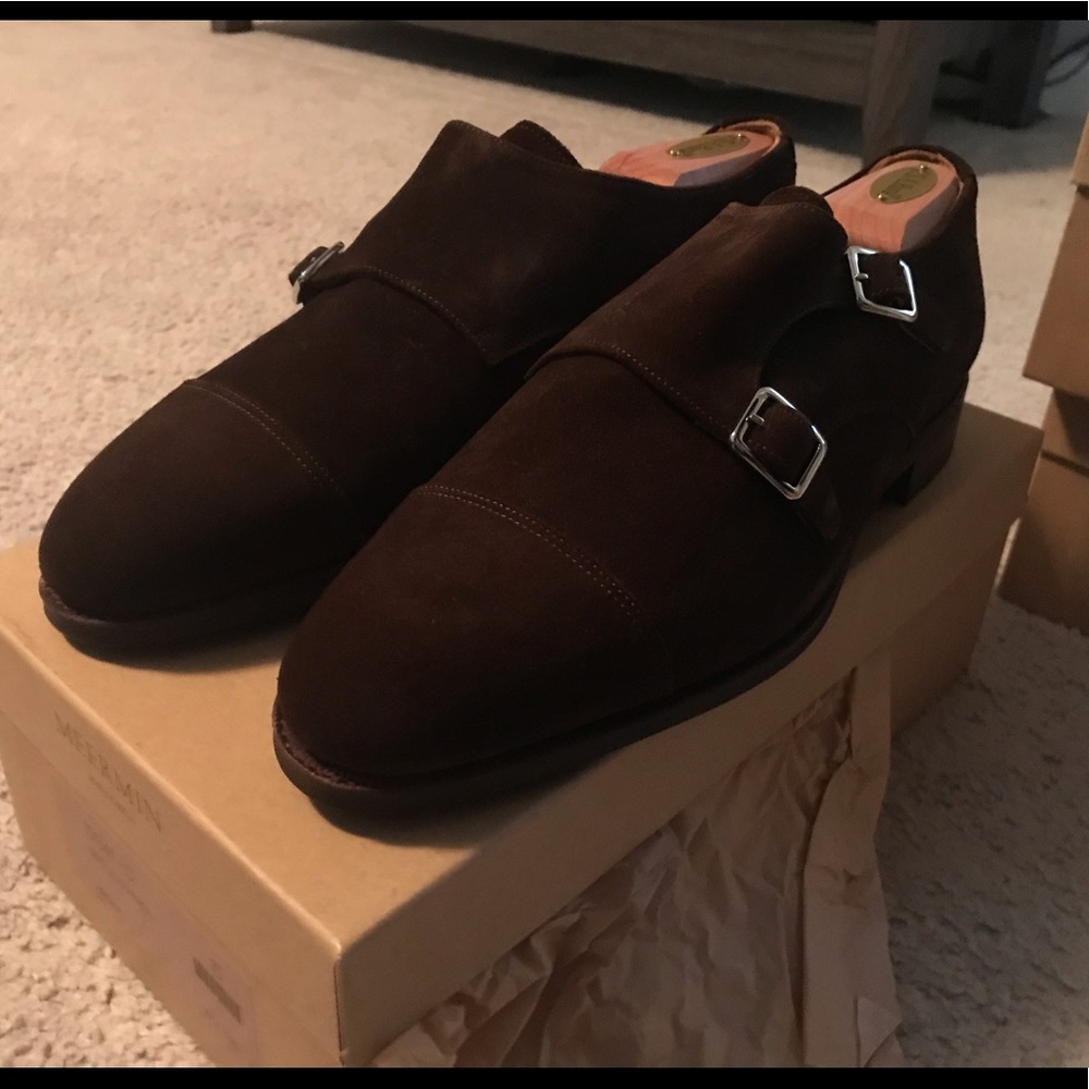 Brown Suede double monks!